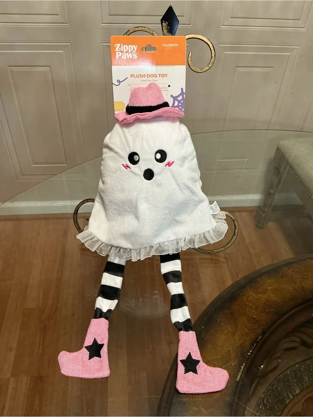 Zippy Paws Halloween  Long Leg And Hat Dog Toy With Squeaker 18”Ghost